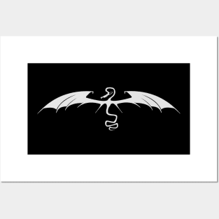 Dragon Tattoo silhouette (white) Posters and Art